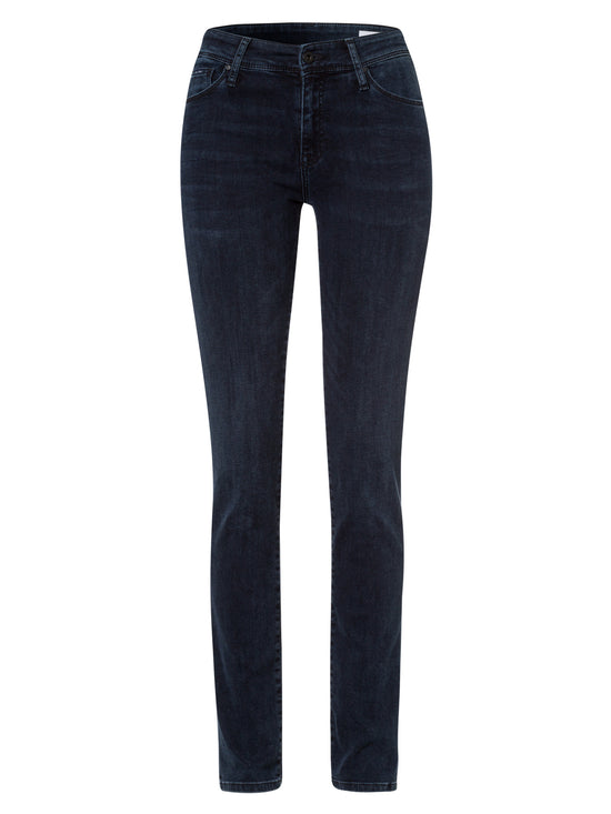 Anya Damen Jeans Slim Fit High Waist schwarzblau
