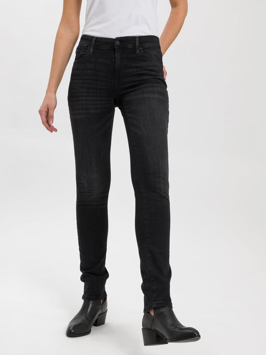 Anya Damen Jeans Slim Fit High Waist schwarz