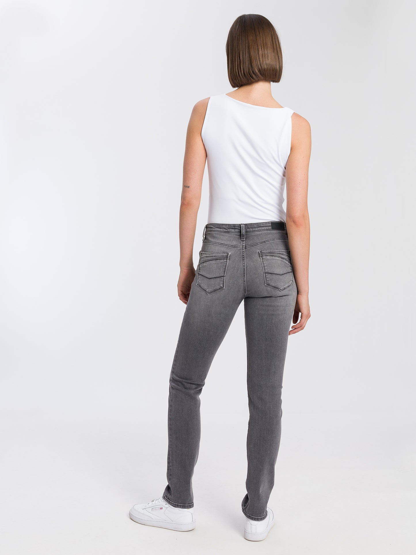 Anya Damen Jeans Slim Fit High Waist grau