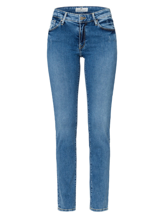 Anya Damen Jeans Slim Fit Mid Waist hellblau