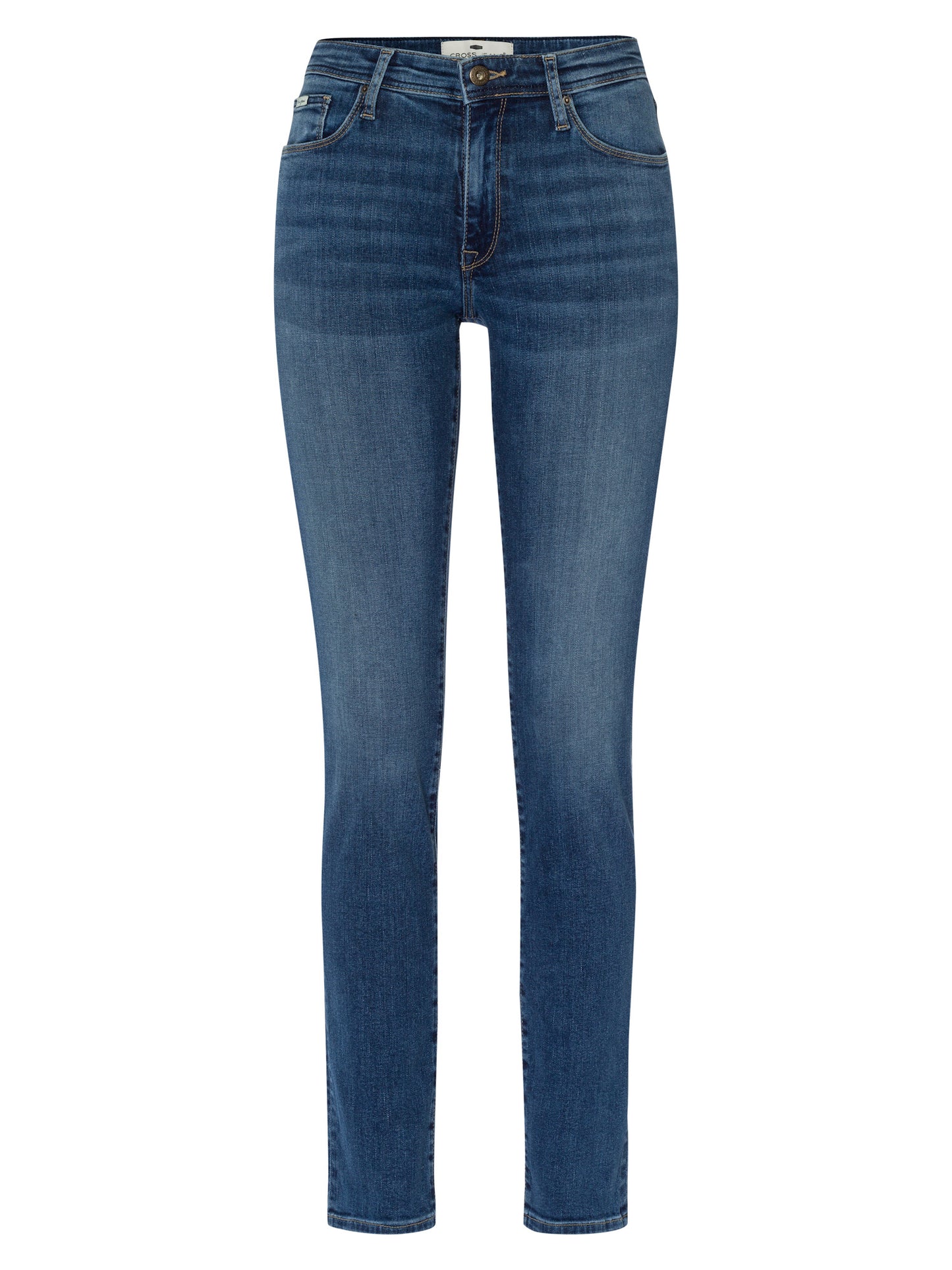 Anya Damen Jeans Slim Fit Mid Waist mittleres blau