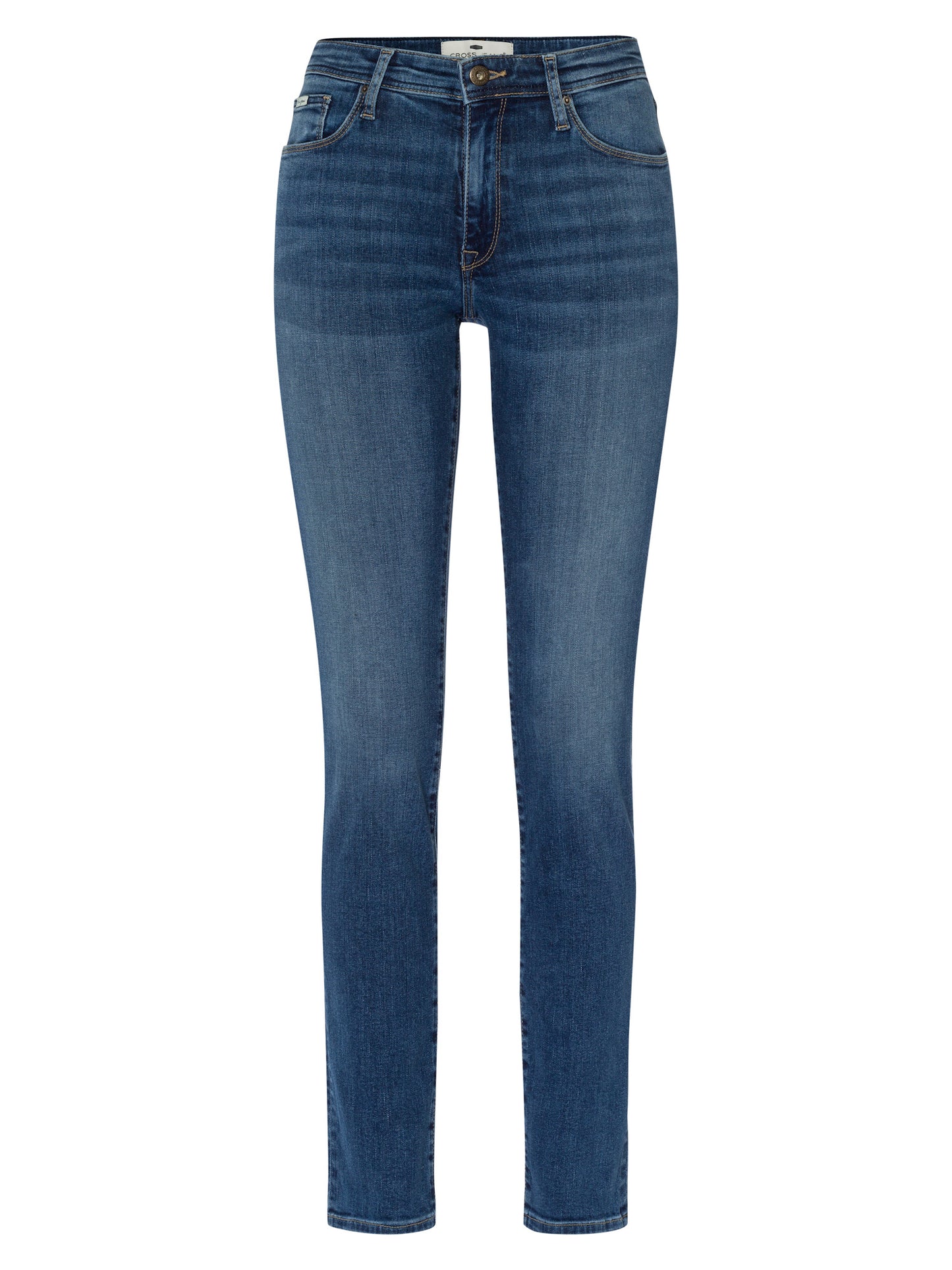 Anya Damen Jeans Slim Fit High Waist mittleres blau