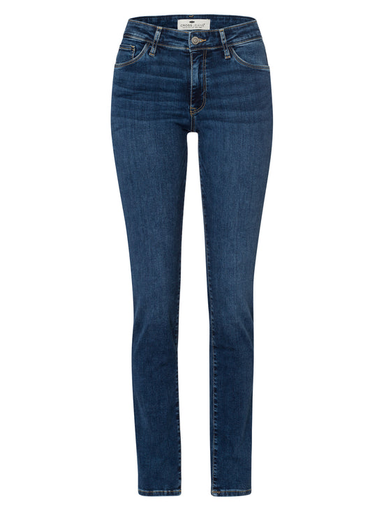 Anya Damen Jeans Slim Fit Mid Waist dunkel blau