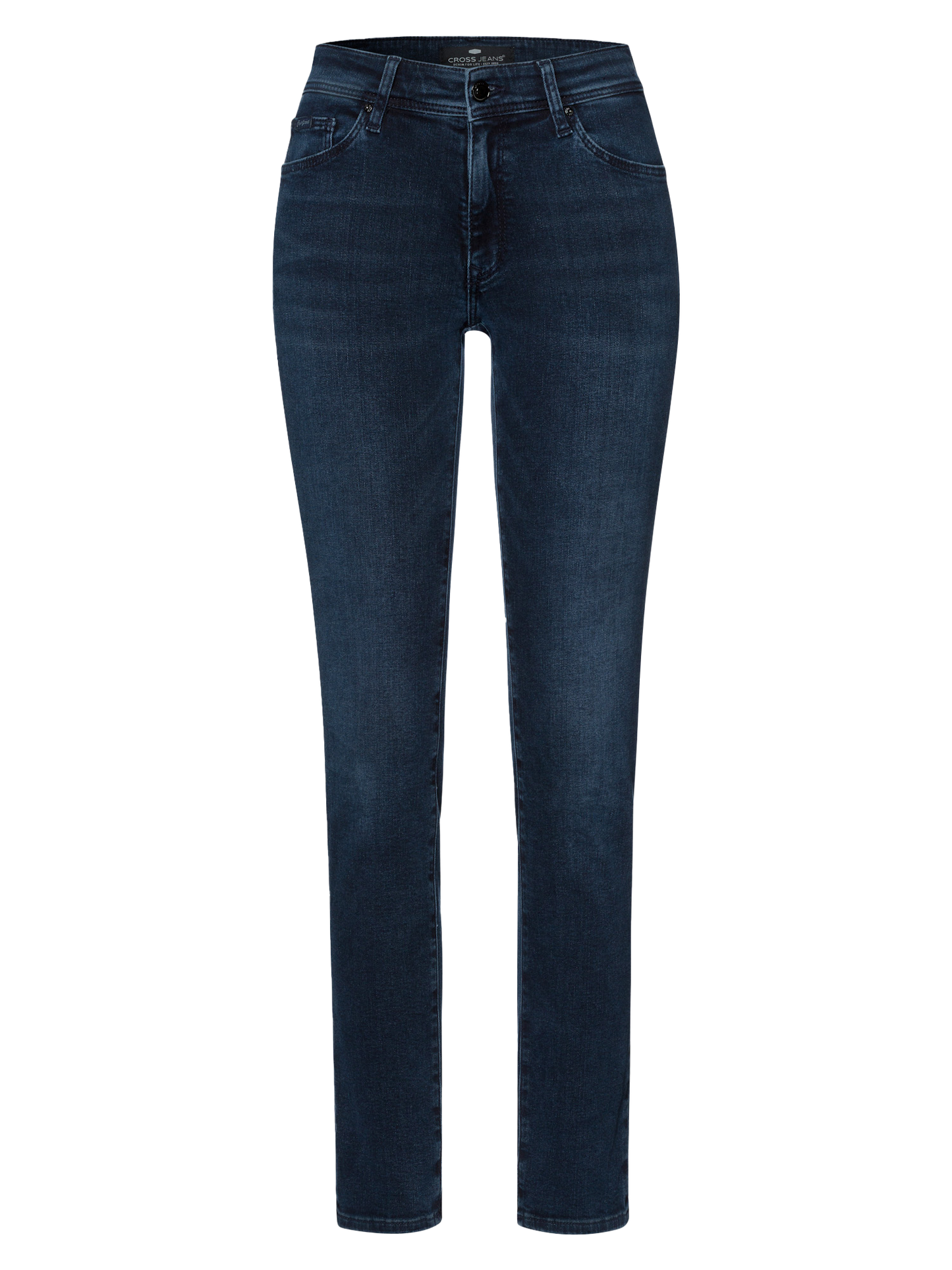 Anya women's jeans slim fit mid waist blue-black.