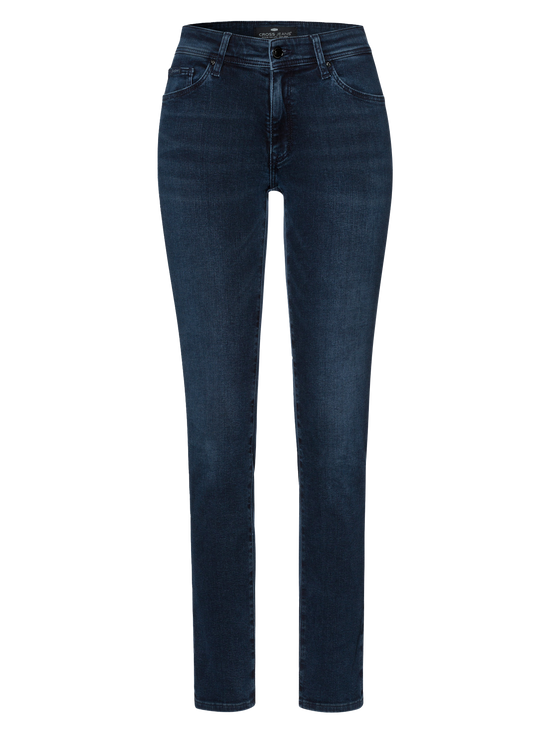 Anya women's jeans slim fit mid waist blue-black.