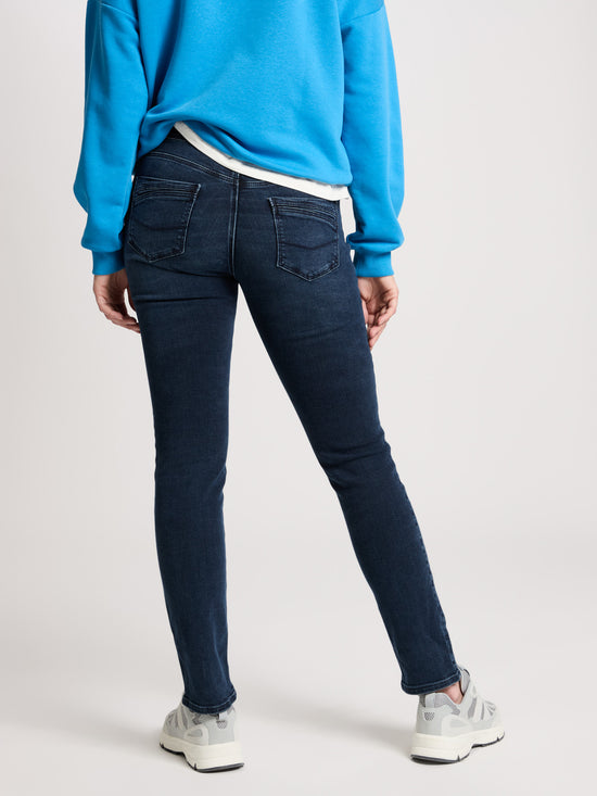 Anya women's jeans slim fit mid waist blue-black.
