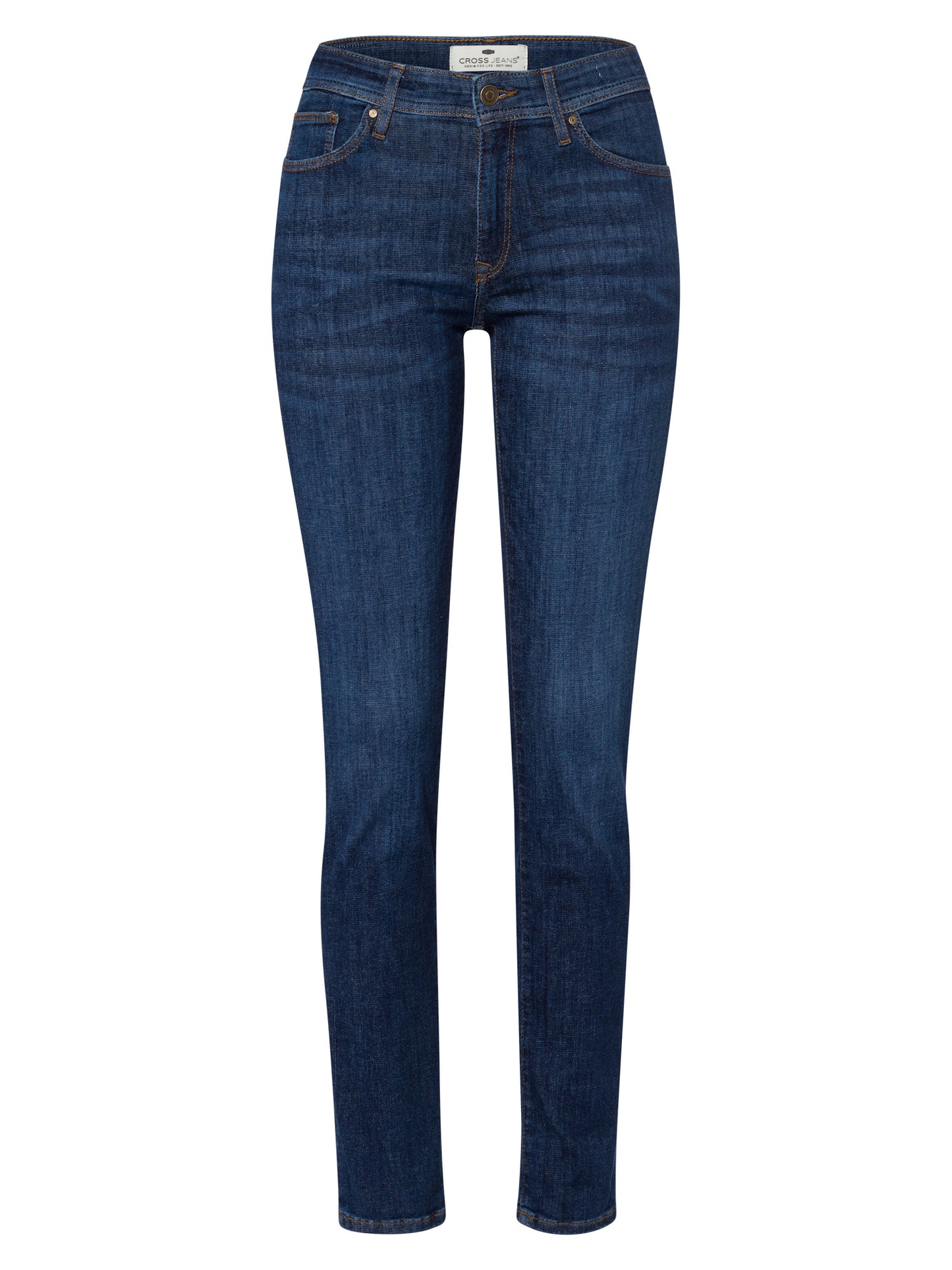Anya Damen Jeans Slim Fit Mid Waist dunkel blau
