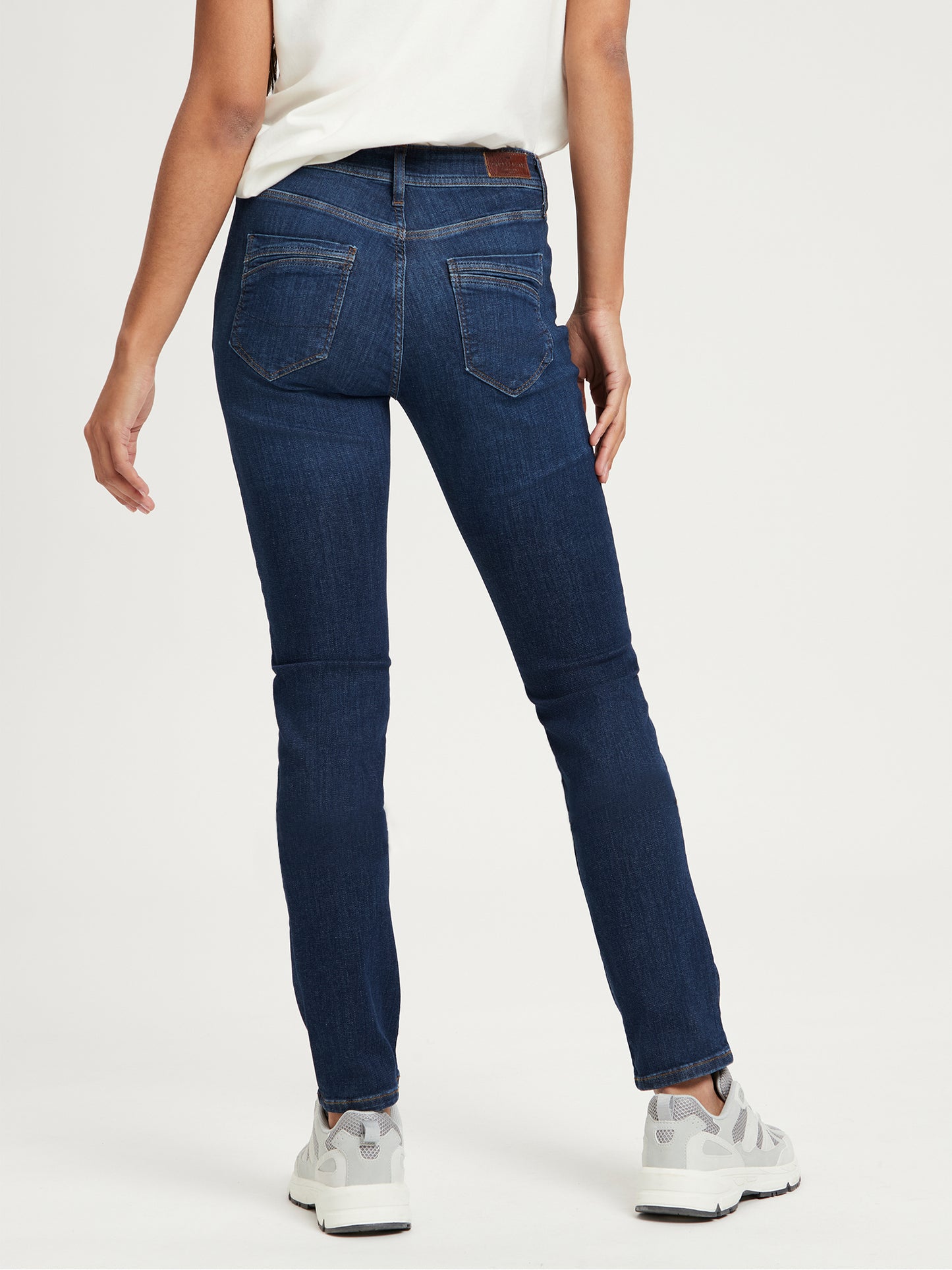 Anya Damen Jeans Slim Fit High Waist dunkel blau