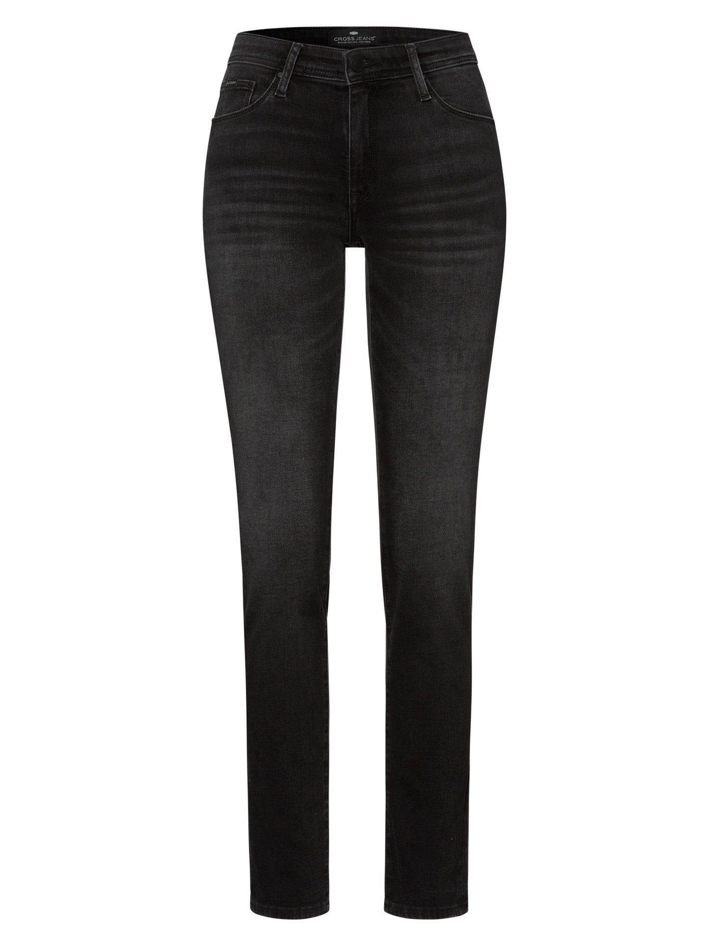 Anya Damen Jeans Slim Fit Mid Waist anthrazit.