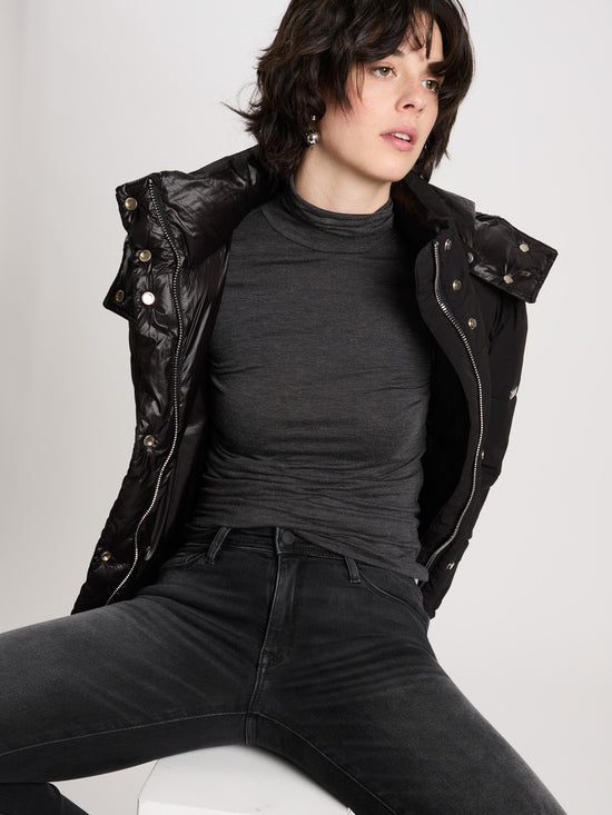 Anya Damen Jeans Slim Fit Mid Waist anthrazit.