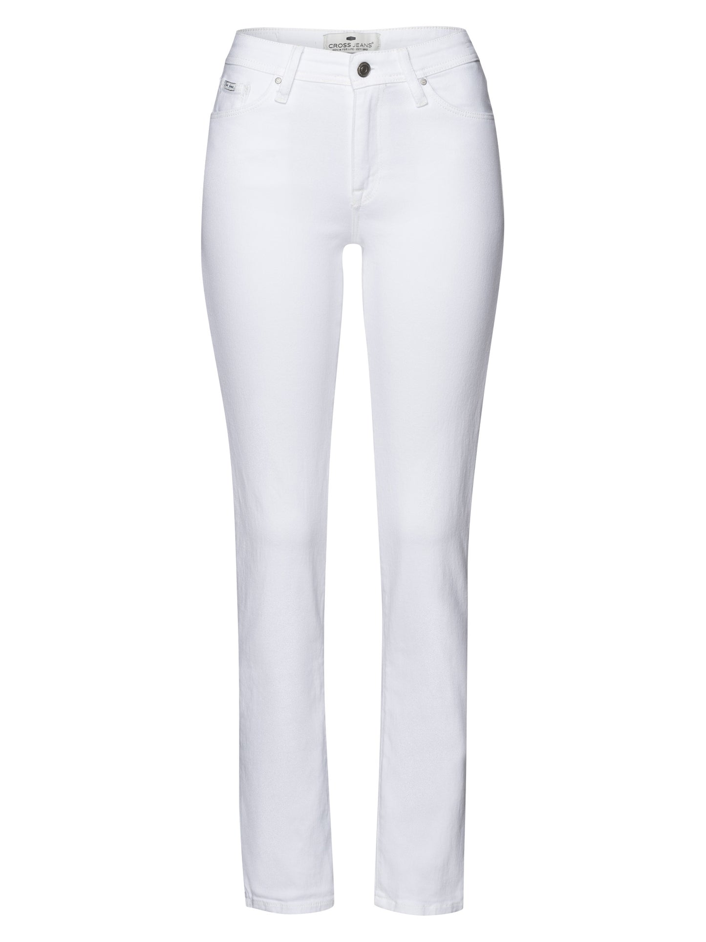 Anya Damen Jeans Slim Fit Mid Waist weiß