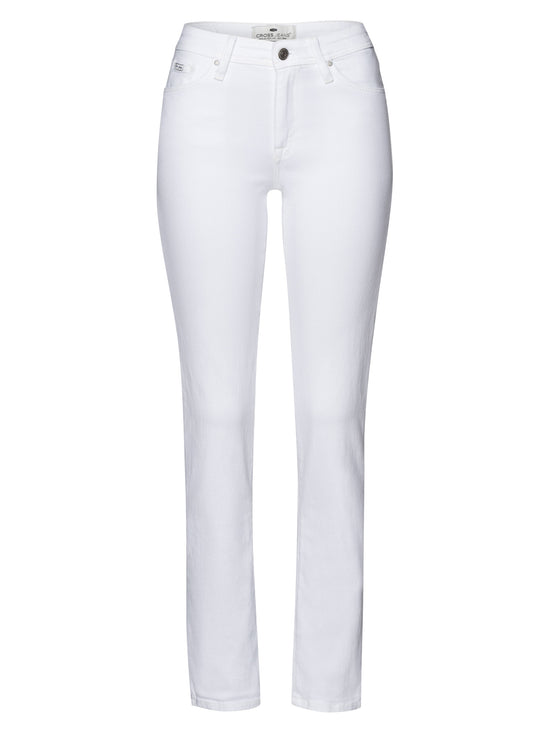 Anya Damen Jeans Slim Fit Mid Waist weiß
