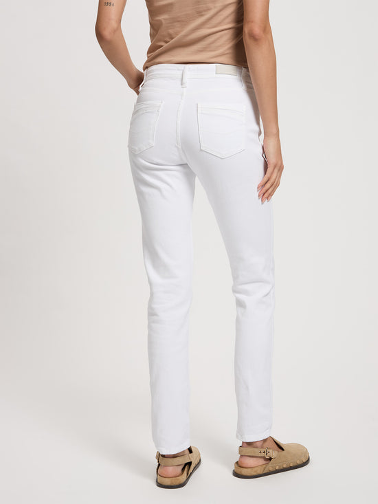 Anya Damen Jeans Slim Fit Mid Waist weiß