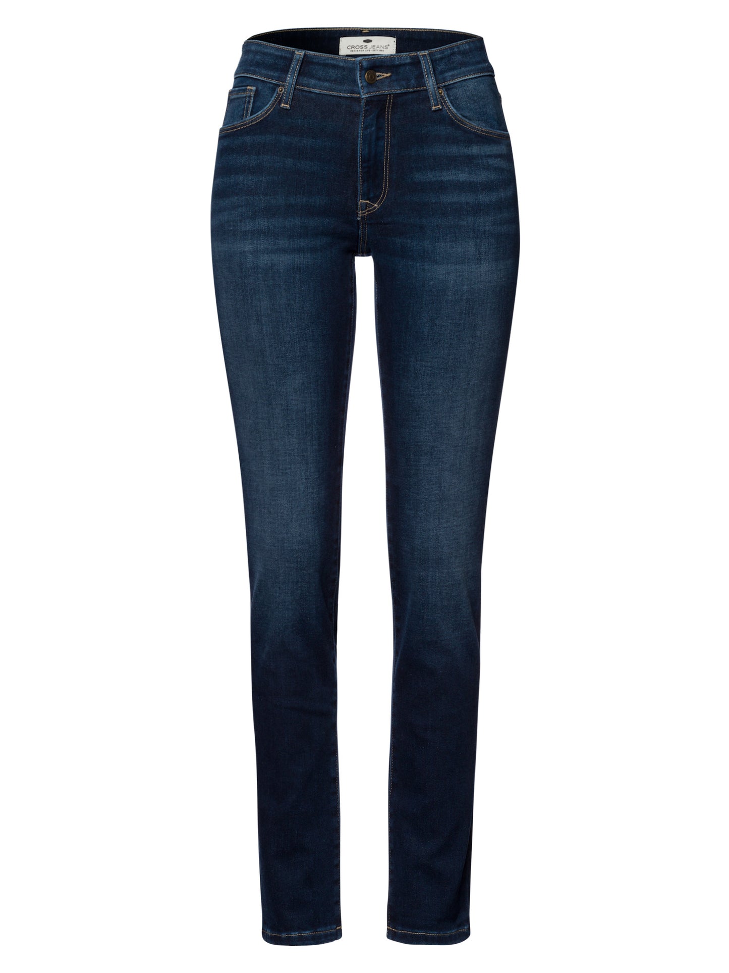 Anya Damen Jeans Slim Fit Mid Waist tiefblau