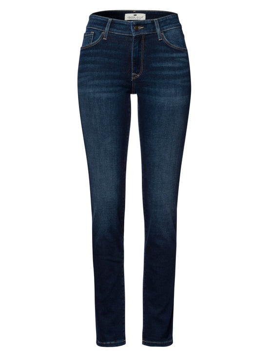 Anya Damen Jeans Slim Fit Mid Waist tiefblau