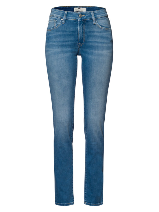 Anya Damen Jeans Slim Fit Mid Waist helles mittelblau