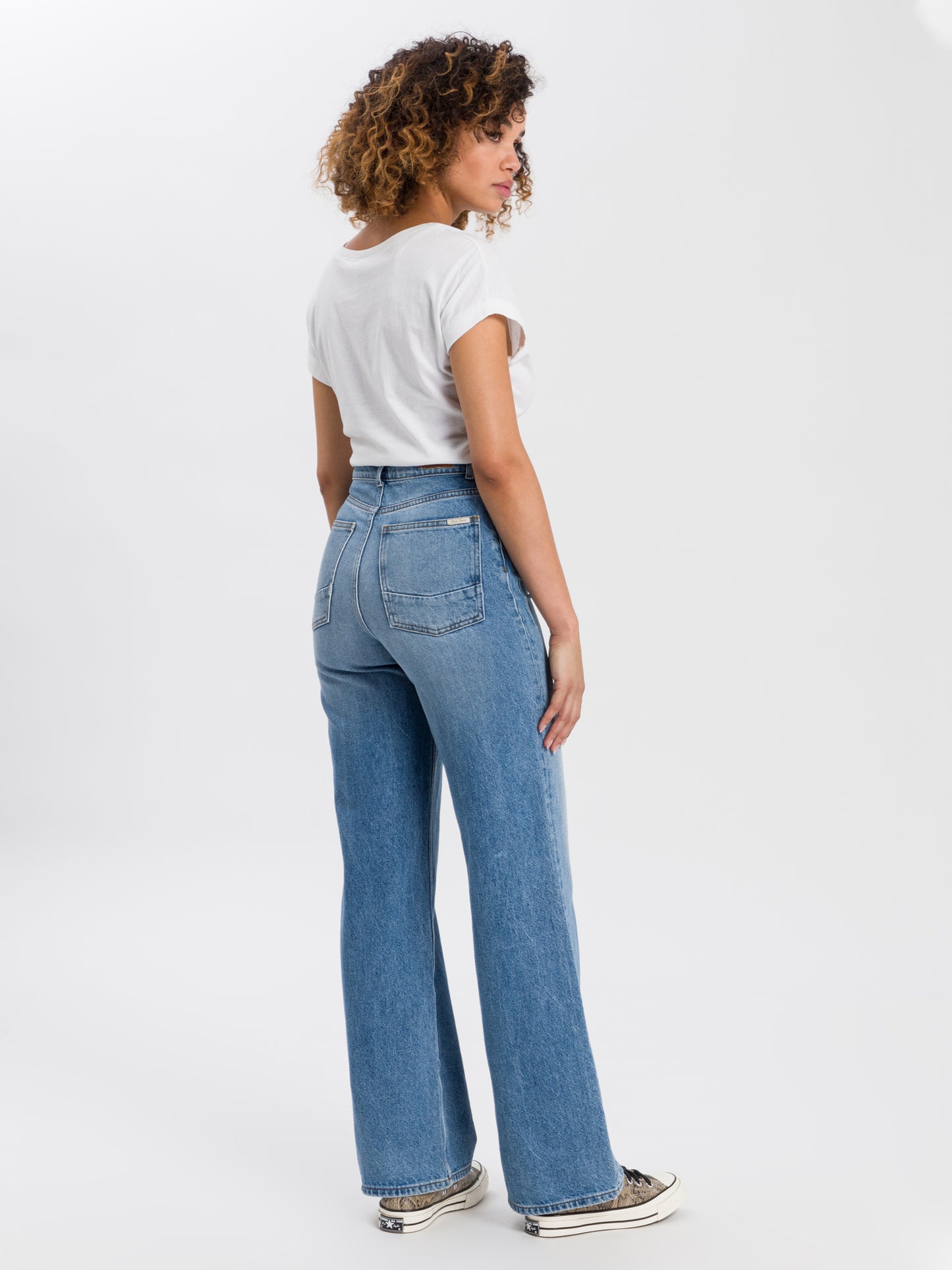 Women's jeans high waist flare leg medium blue