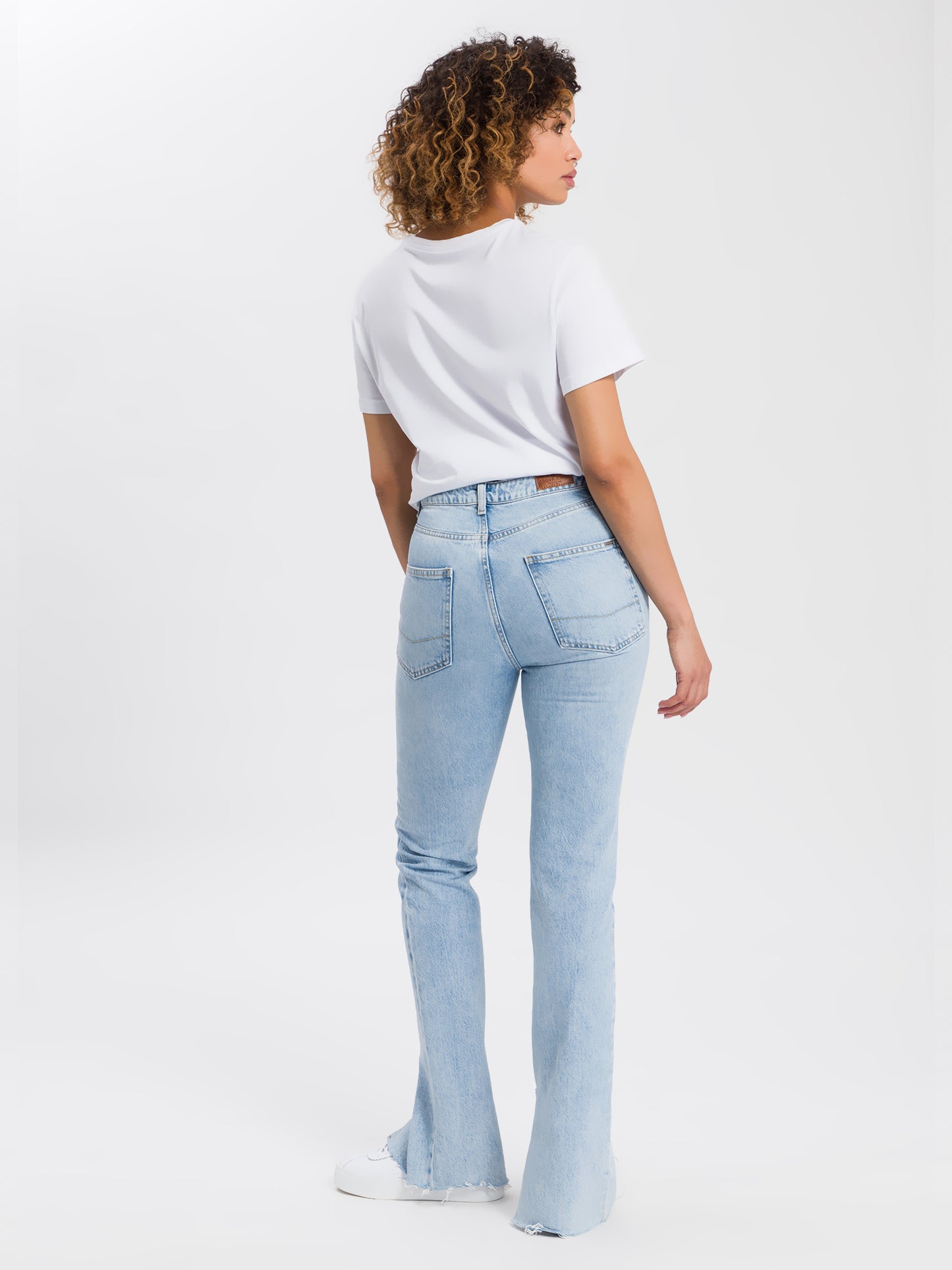 Damen Jeans High Waist Flare Leg hellblau