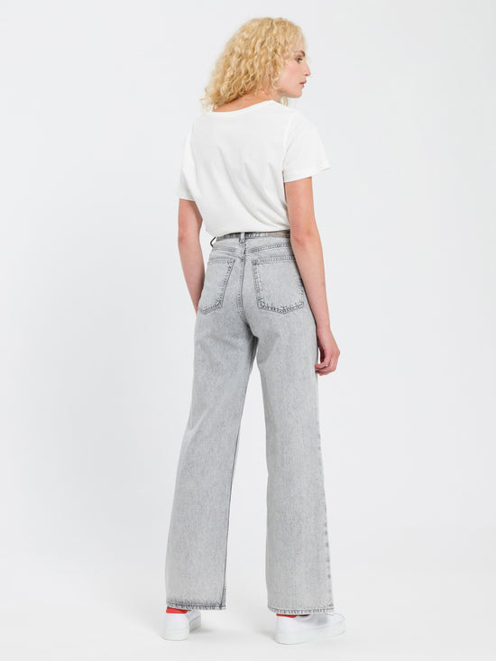 Damen Jeans High Waist Flare Leg grau