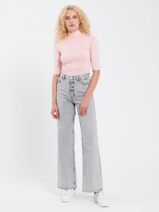 Damen Jeans High Waist Flare Leg grau