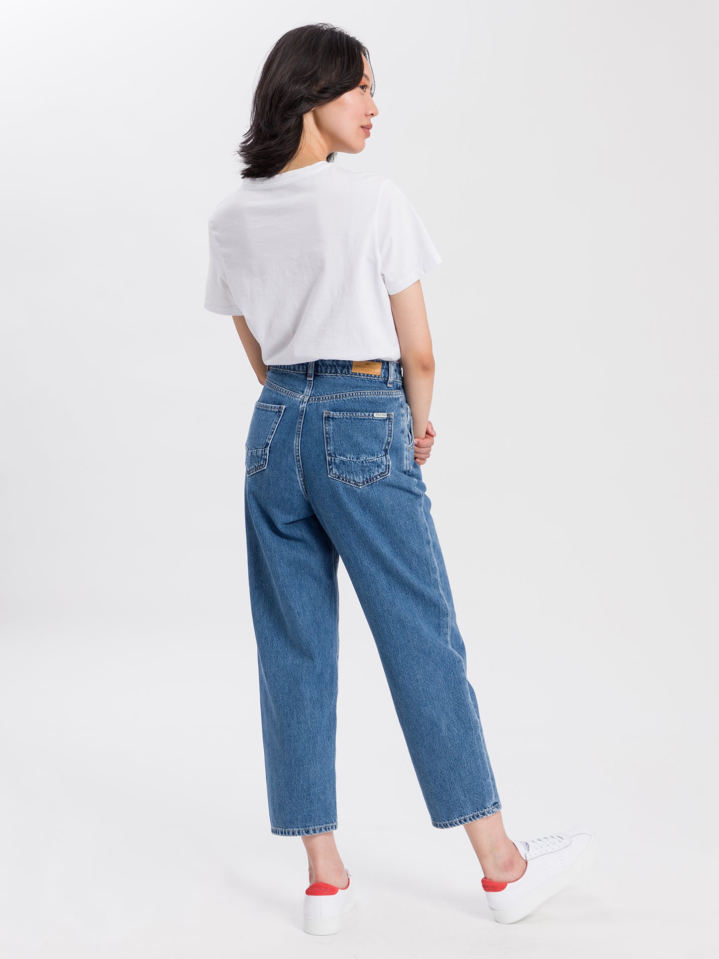 Damen Jeans Loose Fit High Waist blau