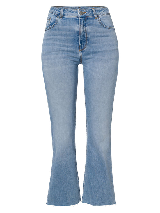 Damen Jeans High Waist Cropped Flare Leg hellblau