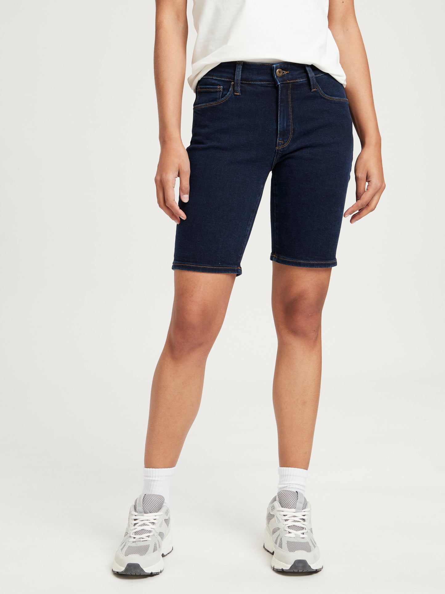 Damen Jeans Shorts Anya Slim Fit High Waist dunkel blau