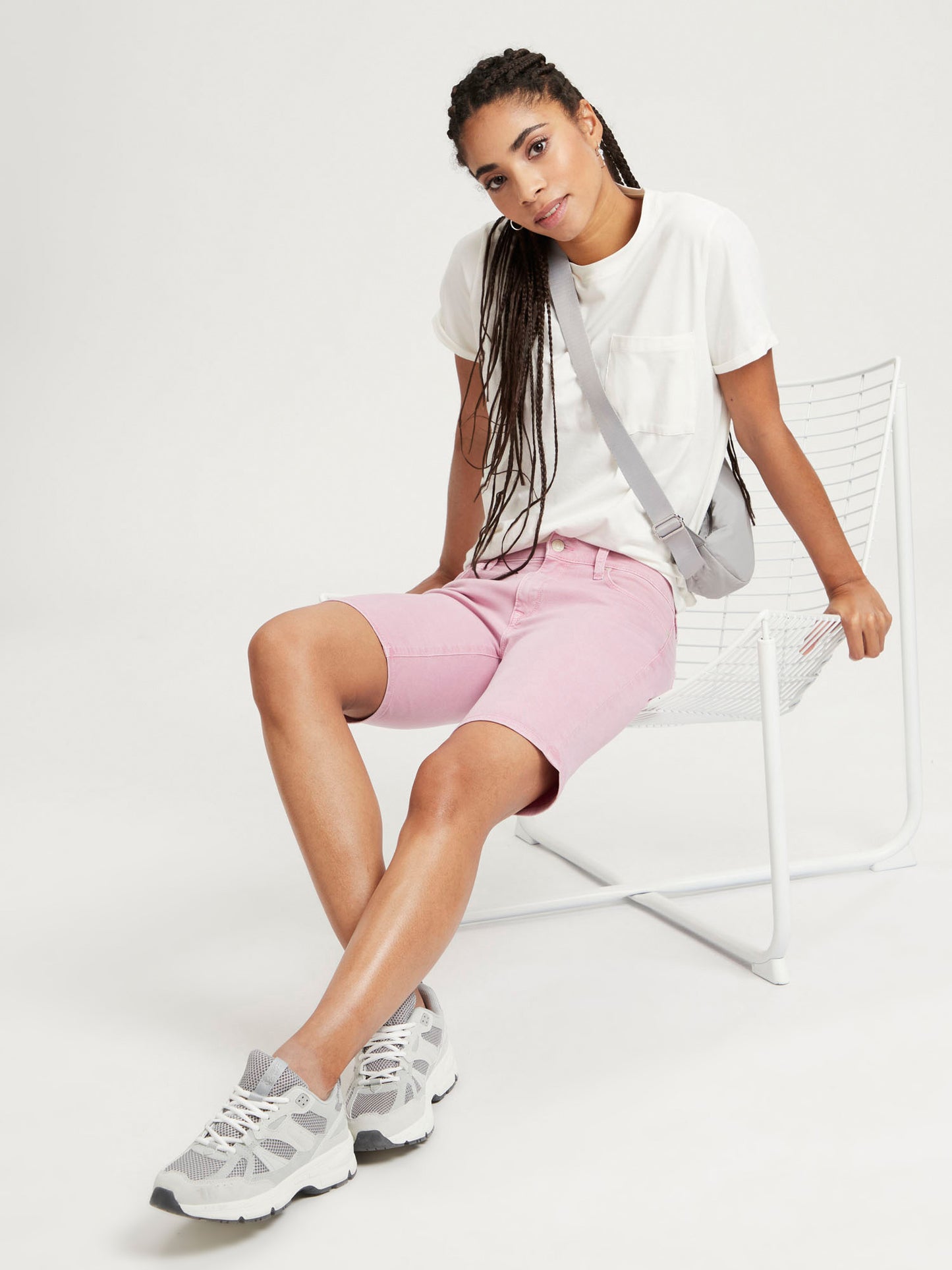 Damen Jeans Shorts Anya Slim Fit High Waist rosa