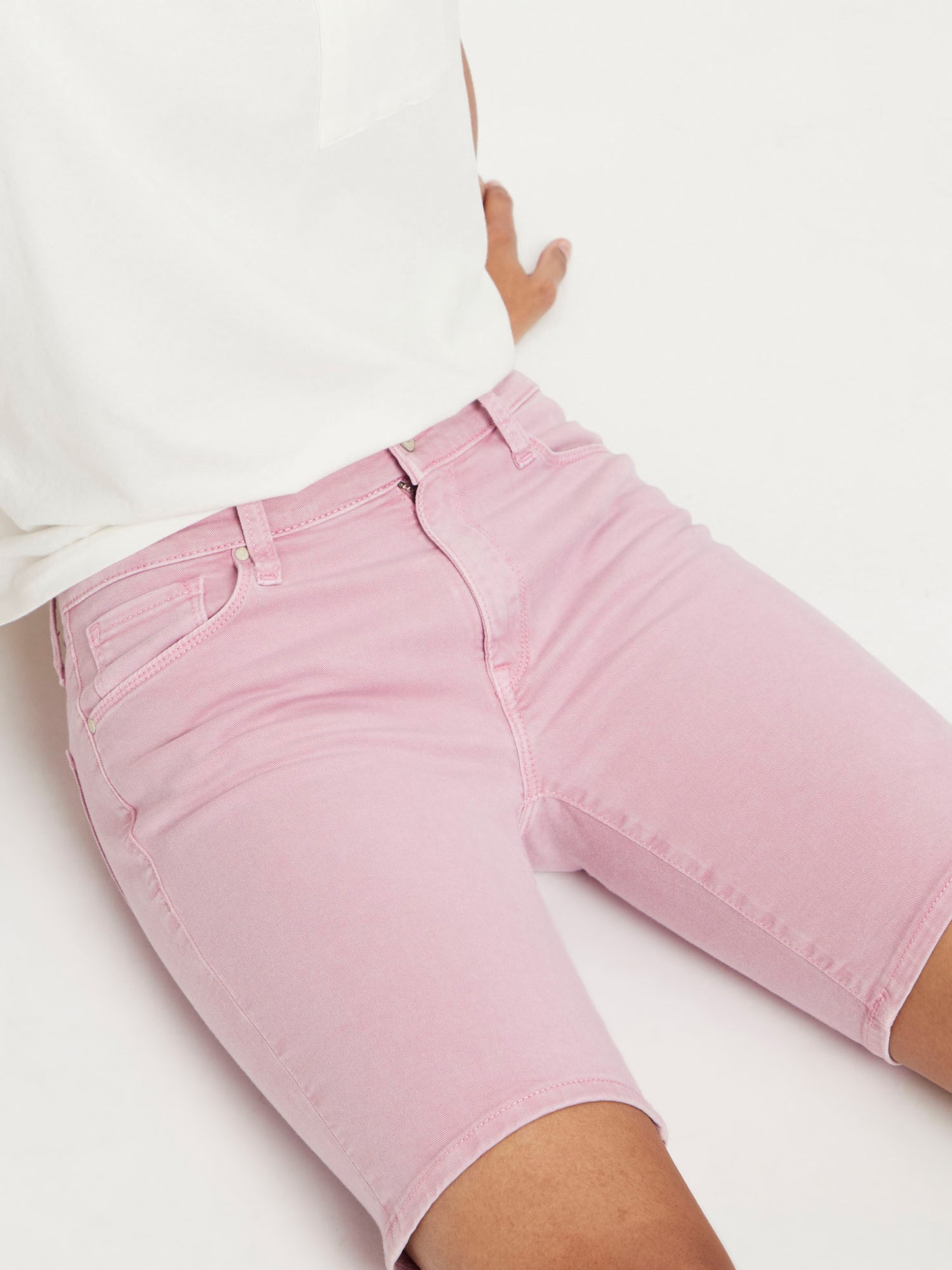 Damen Jeans Shorts Anya Slim Fit High Waist hell pink