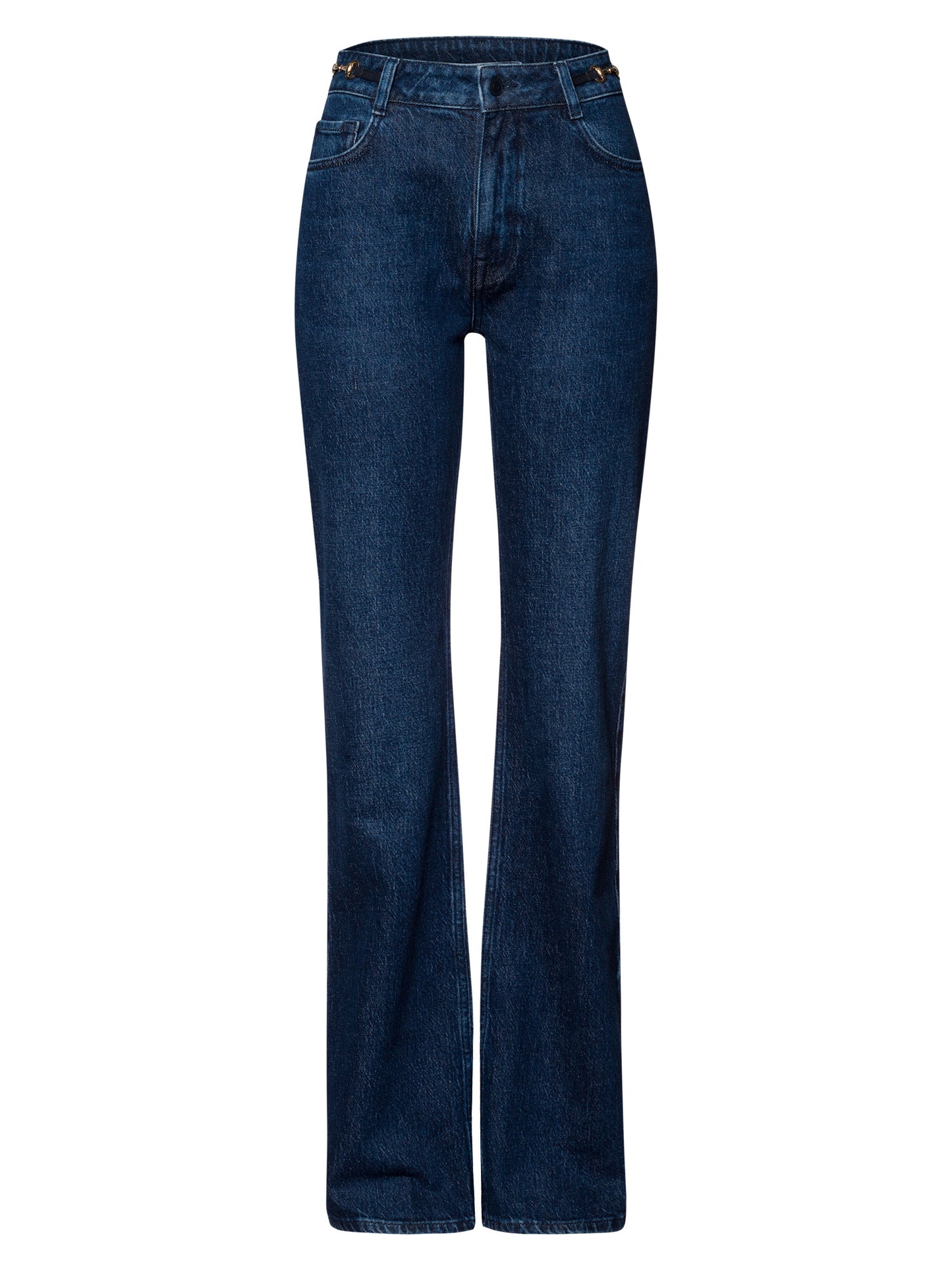 Bootcut Damen Jeans Slim Fit Mid Waist dunkelblau