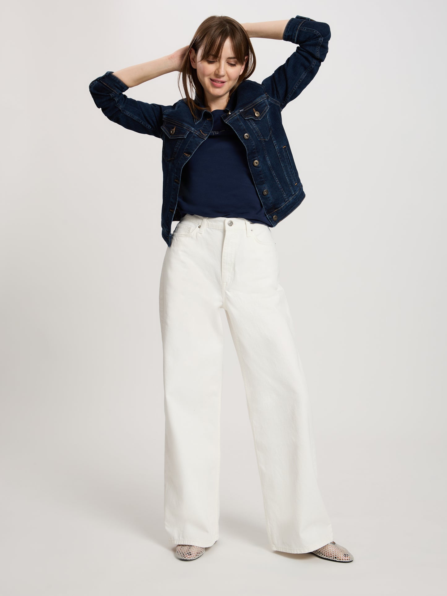 Wide Leg Women's Jeans Flare Fit Mid Waist white