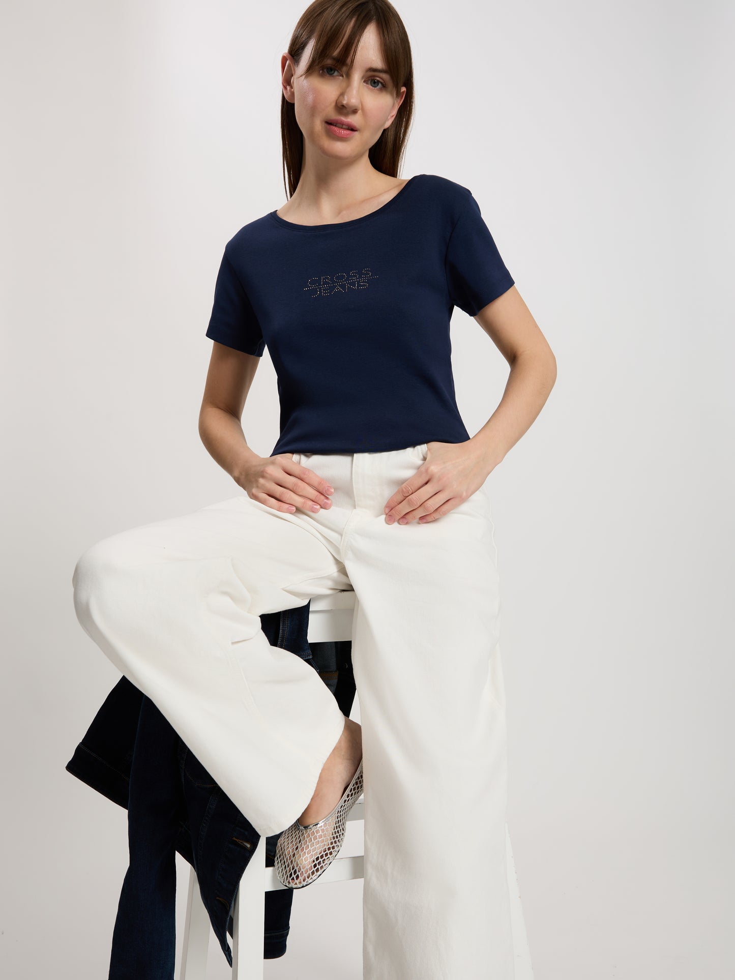 Wide Leg Women's Jeans Flare Fit Mid Waist white