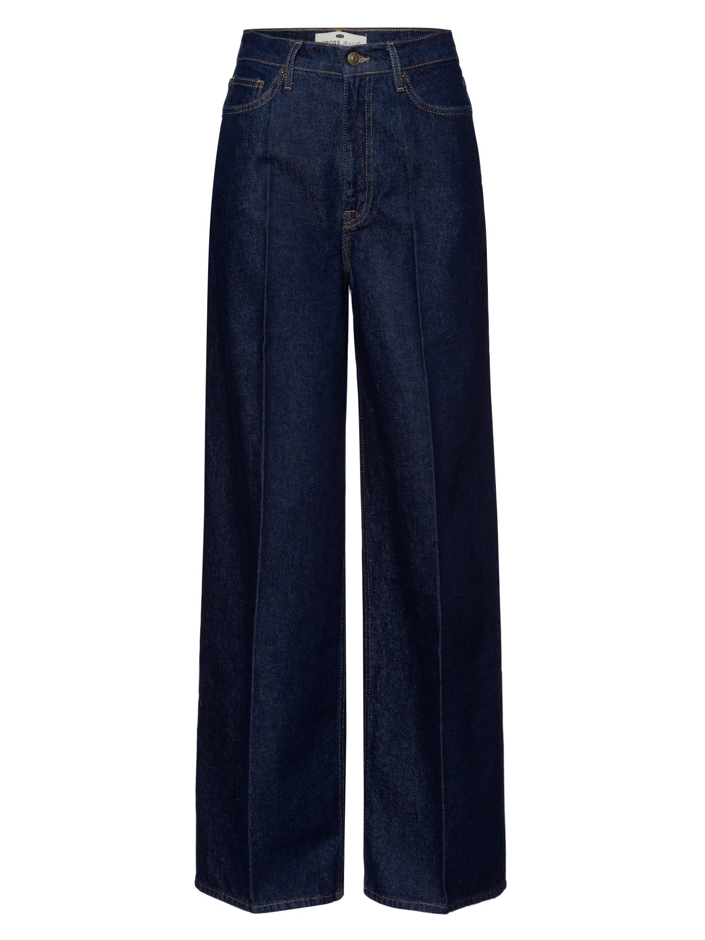 Wide Leg Women's Jeans Flare Fit Mid Waist dark blue