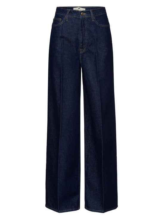 Wide Leg Women's Jeans Flare Fit Mid Waist dark blue