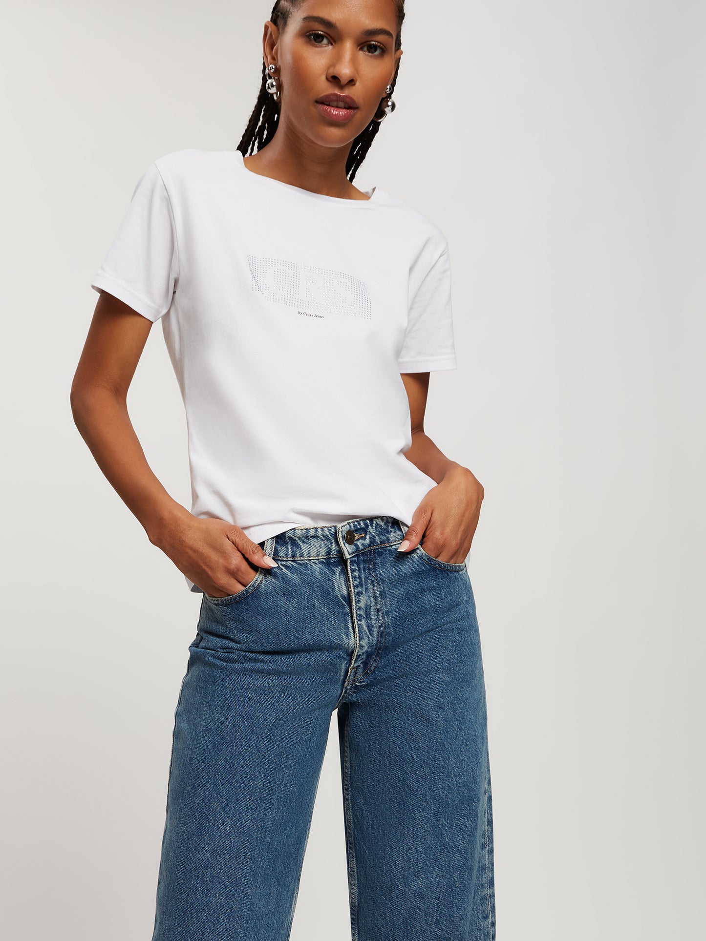 Women's Jeans Flare Fit Mid Waist dark medium blue