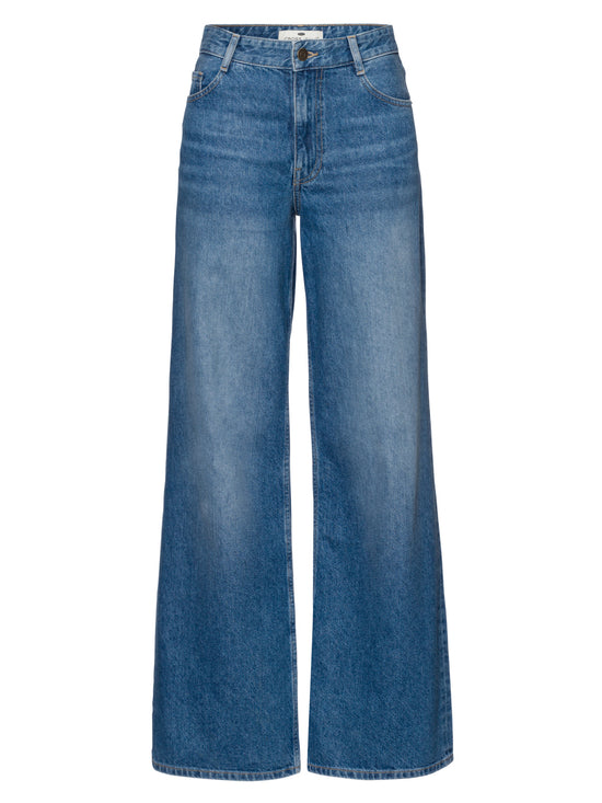 Damen Jeans Flare Fit Mid Waist mittelblau